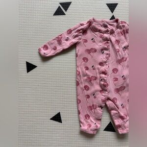 Carters|Baby girl Pink Cherry Print Kids One Piece,long sleeve footless pajamas•